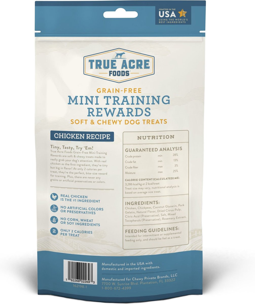 True Acre Foods Chicken Recipe Mini-Training Rewards Grain-Free Soft & Chewy Dog Treats