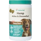 NaturVet Hemp Aches & Discomfort Glucosamine Plus Hemp Seed Dog Supplement, 60 count