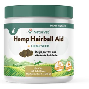 NaturVet Hemp Soft Chews Hairball Control Supplement for Cats, 60 count