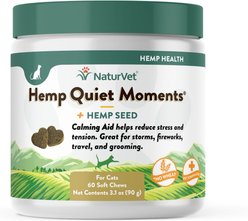 NaturVet Hemp Quiet Moments Soft Chews Calming Supplement for Cats, 60 count