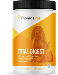 Thomas Labs Total Digest Enzyme & Probiotic Powder Dog & Cat Supplement, 16-oz jar