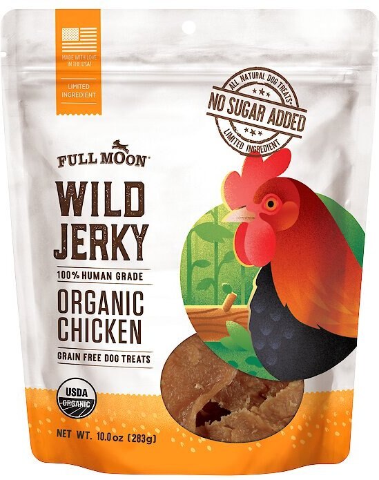 FULL MOON Wild Jerky Organic Chicken GrainFree HumanGrade Dog Treats