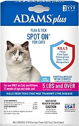 Adams Flea & Tick Spot Treatment for Cats, over 5 lbs, 3 Doses (3-mos. supply)
