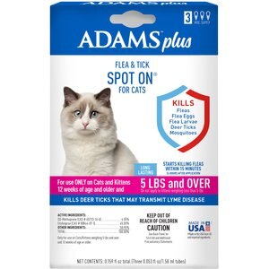 Adams Flea & Tick Spot Treatment for Cats, over 5 lbs, 3 Doses (3-mos. supply)