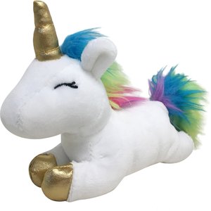 fouFIT Unicorn Squeaky Plush Dog Toy, White, Small