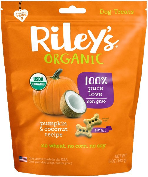 Riley's Organic Pumpkin & Coconut Bone Dog Treats, 5-oz, Small slide 1 of 9