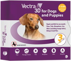 Vectra 3D Flea & Tick Spot Treatment for Dogs, 5-10 lbs, 3 Doses (3-mos. supply)