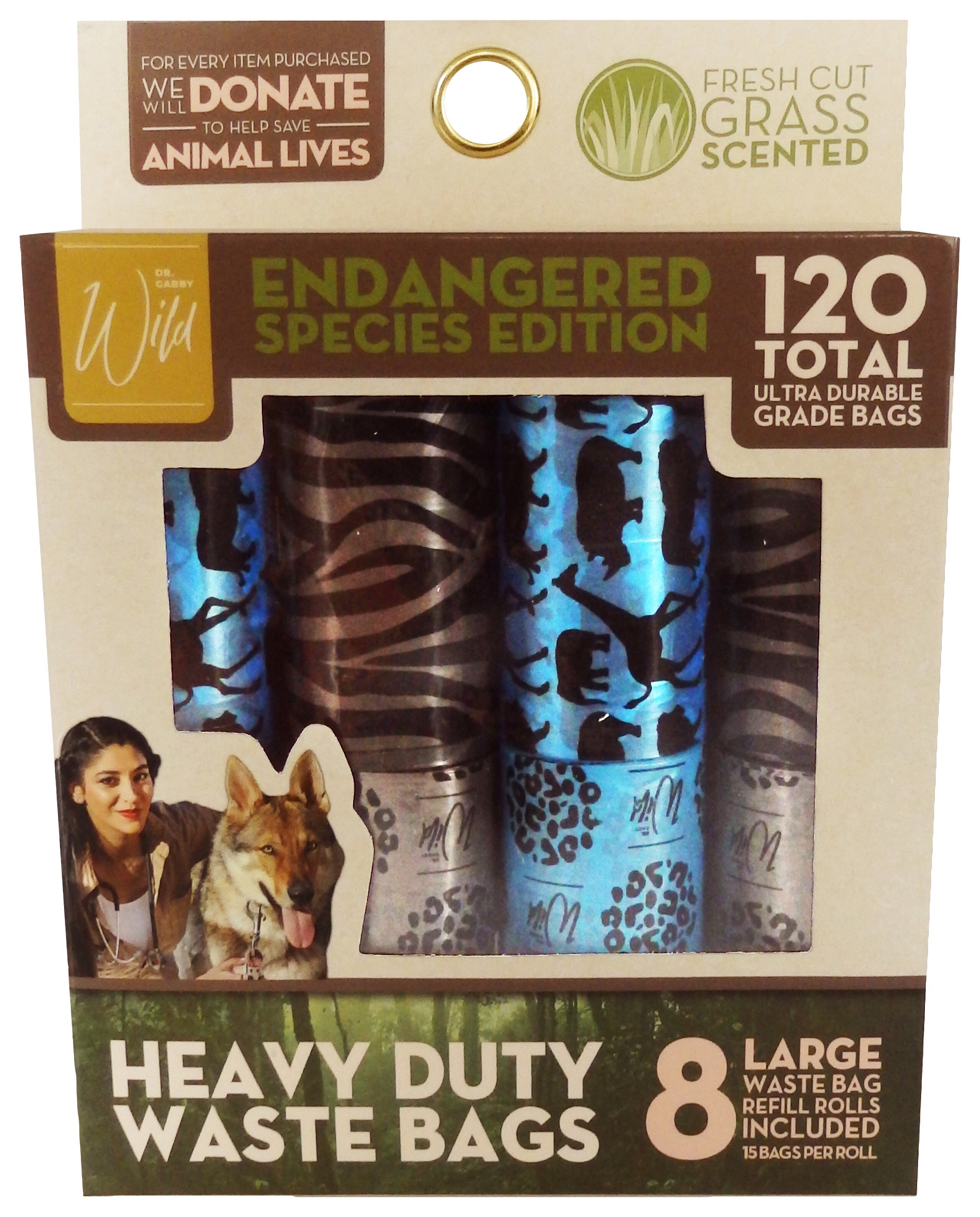 Dr. Gabby Wild Endangered Species Edition Heavy Duty Dog Poop Bags, Leopard Safari