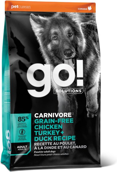 Go! Solutions Carnivore Grain-Free Chicken, Turkey + Duck Adult Recipe Dry Dog Food, 3.5-lb bag slide 1 of 9