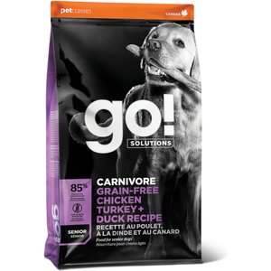 Go! Solutions Carnivore Grain-Free Chicken, Turkey + Duck Senior Recipe Dry Dog Food, 12-lb bag