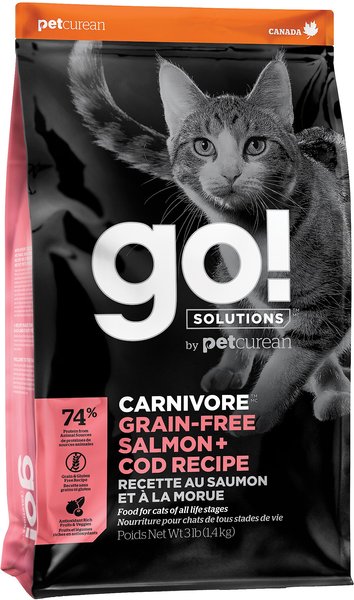 Go! Solutions Carnivore Grain-Free Salmon + Cod Recipe Dry Cat Food, 3-lb bag slide 1 of 1