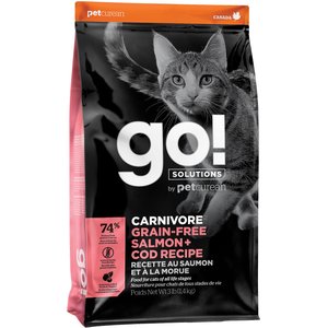 Go! Solutions Carnivore Grain-Free Salmon + Cod Recipe Dry Cat Food, 3-lb bag