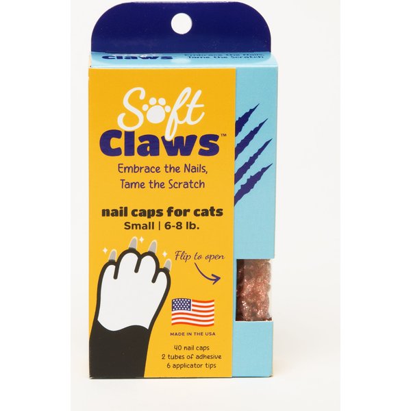 SOFT CLAWS Cat Nail Caps, 40 count, Small, Pink Sparkle