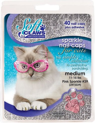 Soft Claws Cat Nail Caps, 40 count, Medium, Pink Sparkle slide 1 of 4