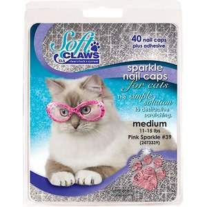 Soft Claws Cat Nail Caps, 40 count, Medium, Pink Sparkle