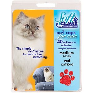 Soft Claws Cat Nail Caps, 40 count, Small, Red