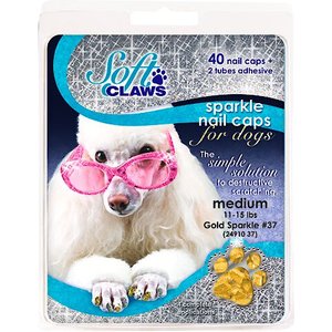 Soft Claws Nail Caps for Dogs, 40 count, X-Large, Gold Sparkle