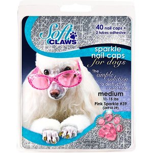 Soft Claws Nail Caps for Dogs, 40 count, X-Large, Pink Sparkle