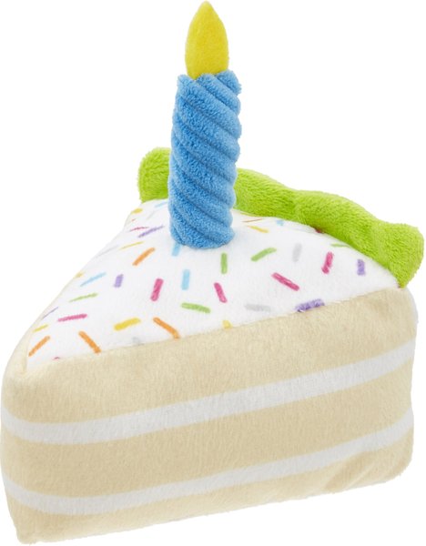 FRISCO Plush Birthday Cake Slice with Squeaker Dog Toy 
