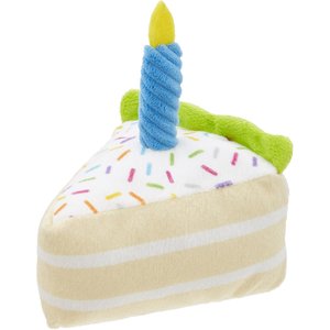 Frisco Birthday Cake Slice Plush Squeaky Dog Toy, Small/Medium