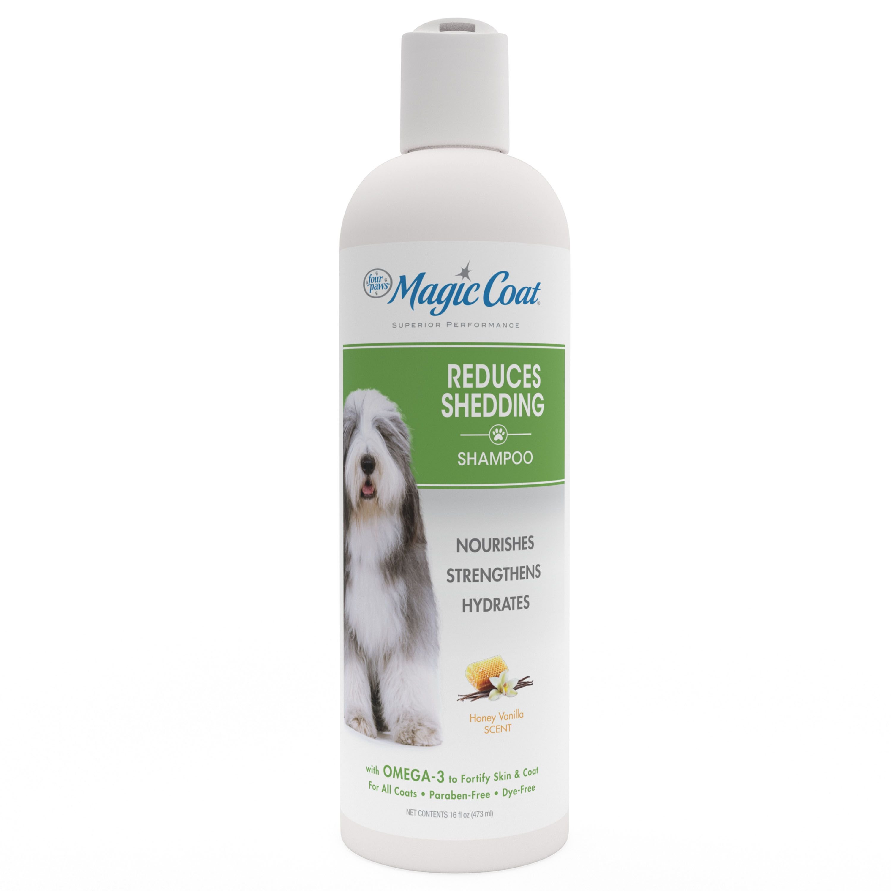 FOUR PAWS Magic Coat Reduces Shedding Shampoo for Dogs, Honey Vanilla Scent Customer Questions