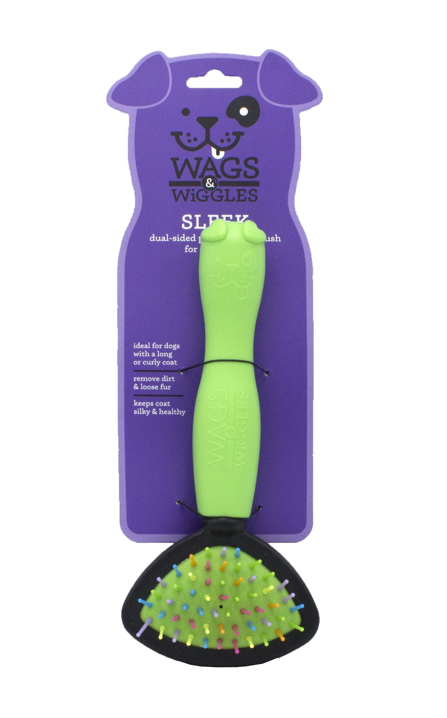 WAGS & WIGGLES Dual Sided Bristle & Straight Pin Brush for Long-Haired ...