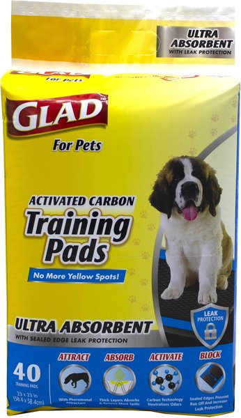 Glad For Pets Activated Carbon Ultra-Absorbent Dog Training Pads, 23 x 23-in, 40 count, Unscented slide 1 of 3