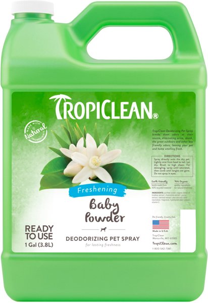 TropiClean Baby Powder Deodorizing Dog & Cat Spray, 1-gal bottle slide 1 of 9