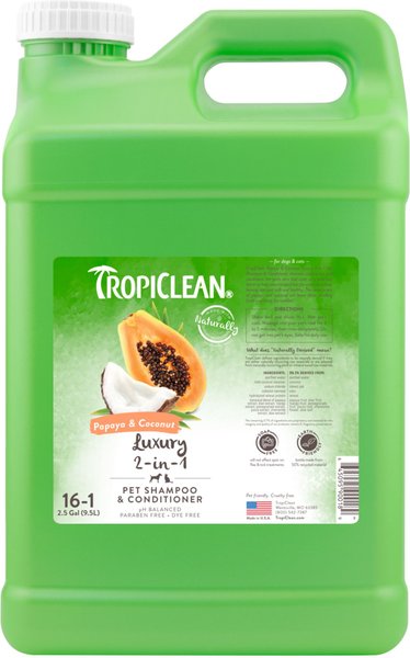 TropiClean Luxury 2 in 1 Papaya & Coconut Pet Shampoo & Conditioner, 2.5-gal bottle slide 1 of 9