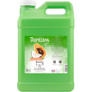 TropiClean Luxury 2 in 1 Papaya & Coconut Pet Shampoo & Conditioner, 2.5-gal bottle