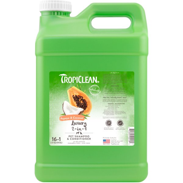 TROPICLEAN Luxury 2in1 Papaya & Coconut Dog Shampoo & Conditioner, 2.5gal