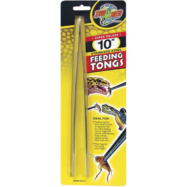 A2zscilab 10 Long Tweezers Aquarium Maintenance & Reptile Feeding Stainless Steel Tongs with Serrated Tips