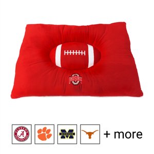 Pets First NCAA Football Pillow Dog Bed, Ohio State Buckeyes