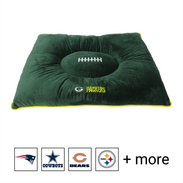 Pets First NFL Football Pillow Dog Bed, Green Bay Packers slide 1 of 3