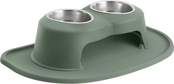 PETCOMFORT Double High Dog Bowl with Standard Mat Feeding System, Hunter  Green, 10-in Stand 