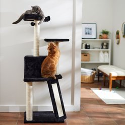 Frisco 52-in Faux Fur Cat Tree & Condo, Black