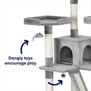 Frisco 72-in Faux Fur Cat Tree & Condo, Gray