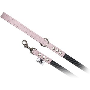 Buddy Belts Accent Leather & Nylon Dog Leash, Premium Pink, 4-ft long, 1/2-in wide