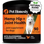 PetHonesty Hemp Hip + Joint Health Duck Flavored Soft Chews Joint Supplement for Dogs, 90 count
