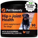 PetHonesty Hip & Joint Support Chicken Glucosamine, Chrondrotin, Hip & Joint Supplement for Dogs, 90 count