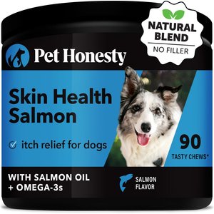 PetHonesty Skin Health Salmon Salmon Flavored Soft Chews Skin & Coat Supplement for Dogs, 90-count