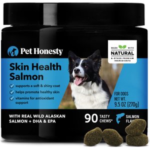 PetHonesty Skin Health Salmon Salmon Flavored Soft Chews Skin & Coat Supplement for Dogs, 90-count