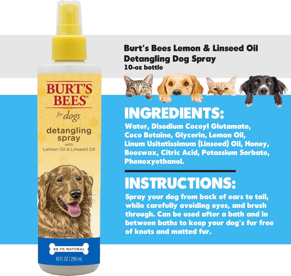 Burt's bees detangling spray for clearance dogs