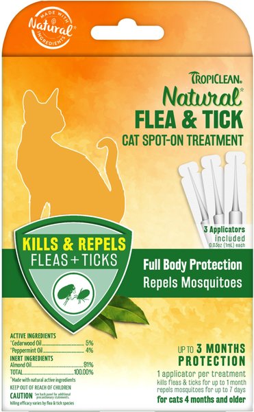 Discontinued TROPICLEAN Natural Flea Tick Spot On Treatment for Cats 3 treatments Chewy