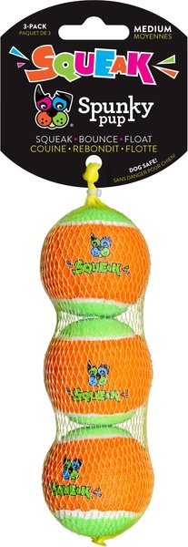 Spunky Pup Tennis Ball Squeaky Dog Ball Toy, Medium slide 1 of 1