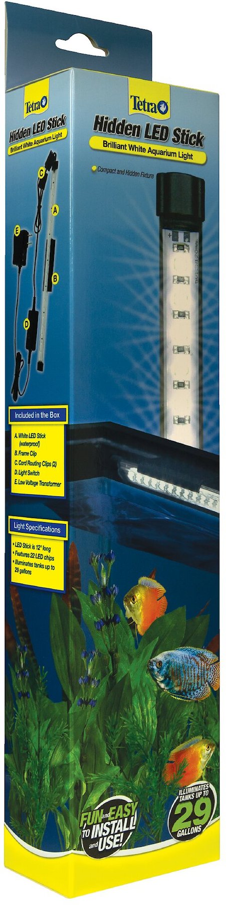 TETRA Hidden LED Stick Brilliant White Aquarium Light, 12-in ...
