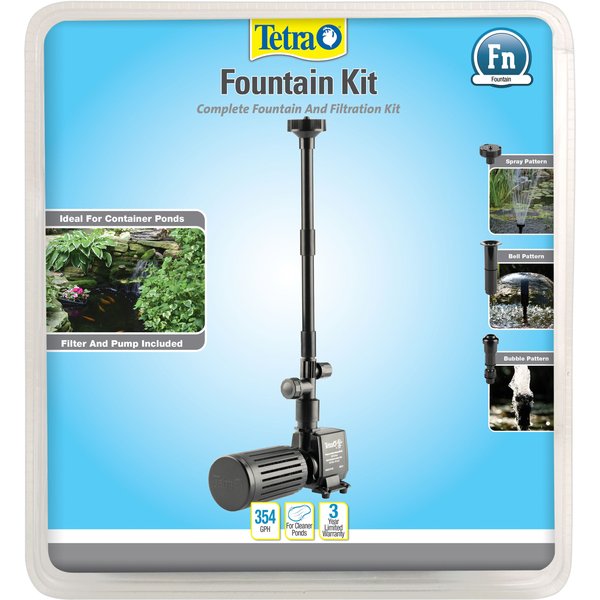 TETRA Pond Filtration Fountain Kit with Flat Box Filter, 100-gal ...
