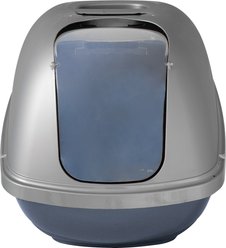 Petmate Basic Hooded Cat Litter Pan, Blue Steel/Pearl Silver, Large slide 2 of 3