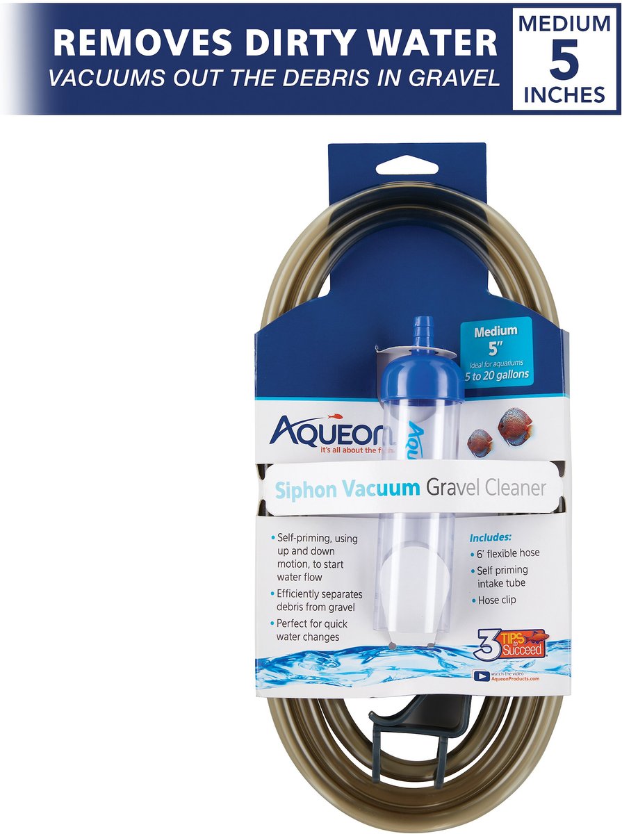 AQUEON Aquarium Siphon Vacuum Aquarium Gravel Cleaner, 5-in 