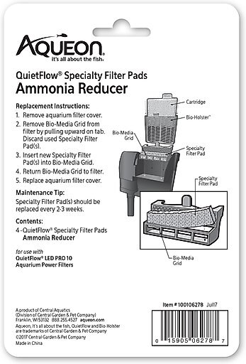 Aqueon QuietFlow 10 Ammonia Reducing Specialty Filter Pad, 4 count